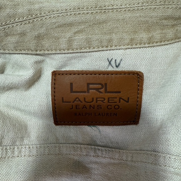 LRL Lauren Jeans Co Cream Denim Trucker Jean Jacket Size S - Picture 7 of 10